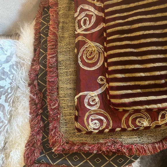 Pair 20 x 20 Black, Wheat and Red Kasmir Fabric Custom Made Pillow Covers. - Picture 11 of 16